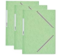 COUTAL Lot de 3 Chemises Carte Lustée 24 x 32 cm à rabats avec élastique et étiquette de dos Tilleul