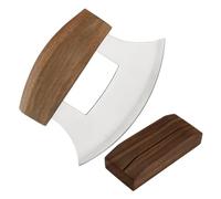Couteau À Bascule De L'Alaska - Coupe-pizza En Acier Inoxydable Avec Poignée En Bois, Poignée Antidérapante Ergonomique, Hélicoptère Traditionnel Ulu | Salade De Salade Durable, Outil De Cuisine Avec