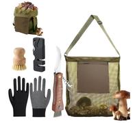Couteau à champignon avec brosse, couteau éponge en acier inoxydable avec brosse à champignons, couteau à champignons, aiguiseur de couteaux, gants, boussole, règle et brosse à champignons, kit de
