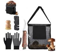 Couteau à champignon avec brosse, couteau éponge en acier inoxydable avec brosse à champignons, couteau à champignons, aiguiseur de couteaux, gants, boussole, règle et brosse à champignons, kit de