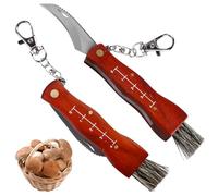 Couteau à champignons 2 pièces avec brosse et règle, couteau de poche à champignons/truffes, couteau à champignons pliant avec brosse couteau pliant d'extérieur pour les collectionneurs de champignons