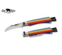 Couteau à champignons Old Bear Antonini manche arc-en-ciel fabriqué en Italie
