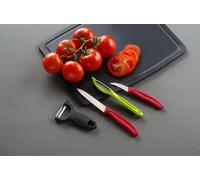 HENDI Couteau éplucheur, lame courbée, couteau bec d'oiseau, couteau d'office, couteau de cuisine pour éplucher les fruits et légumes, couteau tournant, 158x19x(H)9mm, inox, polypropylène, rouge