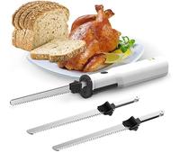 Couteau à DéCouper La Viande éLectrique Sans Fil - Lame à Pain Avec Batterie Au Lithium 8 V, Couteau Trancheur De Viande - 2 Lames DenteléEs En Acier Inoxydable De 20,3 Cm