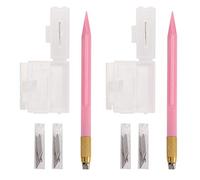 Couteau à découper, stylo à graver, lame à 30 degrés, outils de coupe pour timbre en caoutchouc, autocollants faciles à poser, rose SK5 en acier au carbone, 2 ensembles