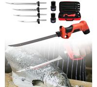 Couteau à fileter électrique sans fil,12 V, 4 lames,poignée antidérapante,verrouillage de sécurité,2 batteries et sac de transport inclus.for la pêche,le filetage et les activités de plein air