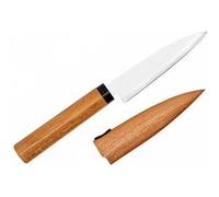 KAI Select Couteau à Fruits avec Gaine en Bois et Manche en Bois de Cerisier - Acier Inoxydable SUS420J2 - Longueur de la Lame 9 cm - Couteau Utilitaire Couteau à Fruits Couteau d'office