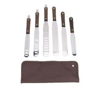 Couteau à gâteau 6 pièces, ensemble de spatule à glaçage droite avec lame en acier inoxydable et manche en bois, ensemble d'outils de décoration et de cuisson de gâteaux