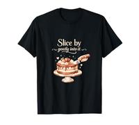 Couteau à gâteau avec Citation en Anglais « Slice Gentle » T-Shirt