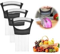 Couteau à Oignon En Acier Inoxydable, Fourchette à Oignon En Acier Inoxydable, Trancheuse D'Oignon, Convient Pour Couper La Viande, Les LéGumes, Les Fruits, Etc., Outil D'Aide Au Trancheur