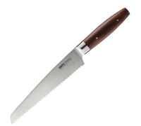 Couteau à pain Enno 21 cm avec lame dentelée en acier et bois de noyer Gefu