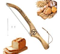 Couteau à Pain Personnalisé avec Gravure - Trancheur Dentelé pour Gauchers/Droitiers, Cadeau Unique pour Boulangers de Pain Maison - Inclut Tournevis et Vis de Rechange (Pin Carbonisé)