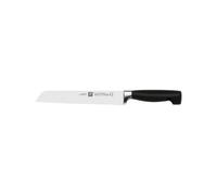 ZWILLING Couteau à pain Four Star – Lame dentelée 20 cm, acier inoxydable, manche noir