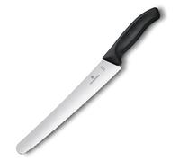 Victorinox Couteau à Pâtisserie Swiss Classic, Lame très Tranchante, Tranchant Denté, 26 cm, Manche Synthétique Robuste, Acier Inoxydable, Noir