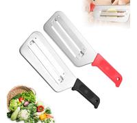 Couteau à râper en acier inoxydable, couteau à double lame, râpe et trancheuse multifonctionnelle en acier inoxydable, facile à nettoyer, pour les légumes, le chou et plus encore (Rouge+ Noir)