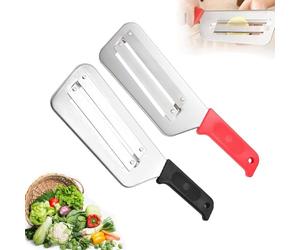 Couteau à râper en acier inoxydable, couteau à double lame, râpe et trancheuse multifonctionnelle en acier inoxydable, facile à nettoyer, pour les légumes, le chou et plus encore (Rouge+ Noir)