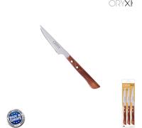 Couteau à Steak Montana Lame en acier inoxydable 9 cm. Manche en bois (Blister 3 Pièces)