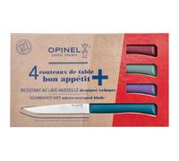 Opinel - Coffret 4 Couteaux de Table Bon Appétit+ Glam - Lame Denture Velours Inox - Manche Confort - Fabrication Française - Bleu Canard, Violet, Sauge, Grenat