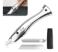 Couteau à tapis avec 10 lames à crochet et 10 lames trapézoïdales, couteau universel, carquois en plastique, couteau à crochet pour tapis et revêtements de sol en PVC