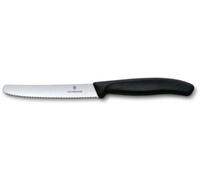 Victorinox 6.7833.B Carte De 2 Couteaux De Table/Tomates, Lame Crantée 11 Cm Inox, Bout Rond, Manche Polypropylène Noir.