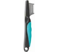 TRIXIE Couteau à tondre pour la tête et les oreilles - lame fine en acier inoxydable - manche en plastique caoutchouté pour droitiers - 19 cm - noir/bleu - 2361