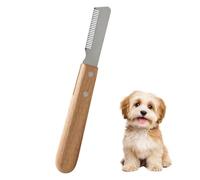 Couteau à Trimmer Chien, Peigne de Rasage pour Compagnie pour Main Droitier, Couteau à dénuder Professionnel Chats Émoussés Teckel à Poil Dur avec Manche Ergonomique en Bois, Pet Comb D'Épilation