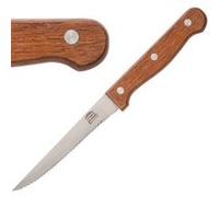 Olympia - 12 couteaux à steak avec manche en bois, noir et marron, 215(L) mm, Lame dentelée - Matériau : inox 18/0 - Couteaux à steak de style rustique, C136
