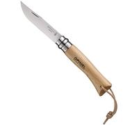 Couteau Baroudeur N°08 naturel lame 8.5 cm avec lien cuir - Opinel - Marron - Inox Blanc G