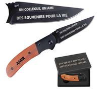 Couteau Amir un collègue, un ami | Canif | Couteau pliant | Travail Départ Retraite | Boîte de rangement | Idée Cadeau Noël Papa Anniversaire