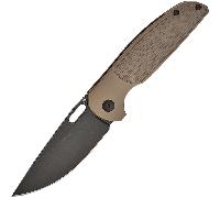 Couteau Artisan Satyr Bronze Milled Titanium, Black Stonewashed S90V 1852G-BBO