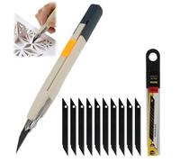 couteau artisanal de haute précision avec 10 lames - cutter tout usage 30 degrés pour art - Système Anti-oscillation et Manche Ergonomique pour Une Prise en Main Confortable et Sécurisée