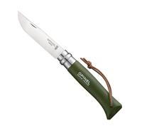 Couteau Baroudeur n°8 - lame 8.5 cm kaki avec lien en cuir inox