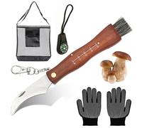Couteau Champignon avec Brosse,Couteau Mycologique Pliant,Kit Cueillette Champignons,avec Sac de Cueillette de Champignons,Boussole,Gants,pour Cueillir et Nettoyer les Champignons