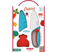 Hutter Kit couteau de cuisine Chefclub Kids – Lame acier inoxydable, protège-doigts – Bleu et rouge