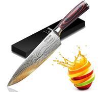 Couteau Chef, Couteau Cuisine Professionnel 8"- Couteau japonais - Acier inoxydable allemand - Meilleur rapport qualité prix avec étui et emballage cadeau exquis - Couteaux ultra-tranchant - AIRENA