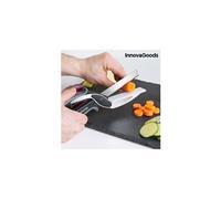 InnovaGoods - Couteau-Ciseau 2 en 1 avec Planche à Découper Intégrée, Multifonction, Design Innovant, Poignée Ergonomique, Acier Inoxydable, Noir/Gris, Taille Unique