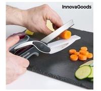 InnovaGoods Couteau-ciseau 2 en 1 – Planche à découper intégrée, inox, poignée ergonomique