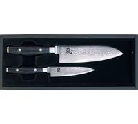 Couteau Damassé Yaxell Ran 69 - Santoku 16,5 Cm Lame + Couteau Universel 12 Cm