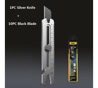 Couteau D'art Multifonction En Acier Inoxydable,Coupe-Boîte Rétractable Professionnel Rapduty,Outils De Couteau À Ouverture À Double Extrémité,18mm - Type 1silver 10black