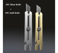 Couteau D'art Multifonction En Acier Inoxydable,Coupe-Boîte Rétractable Professionnel Rapduty,Outils De Couteau À Ouverture À Double Extrémité,18mm - Type 1gold 1silver