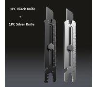 Couteau D'art Multifonction En Acier Inoxydable,Coupe-Boîte Rétractable Professionnel Rapduty,Outils De Couteau À Ouverture À Double Extrémité,18mm - Type 1black 1silver