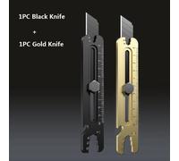 Couteau D'art Multifonction En Acier Inoxydable,Coupe-Boîte Rétractable Professionnel Rapduty,Outils De Couteau À Ouverture À Double Extrémité,18mm - Type 1black 1gold