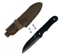 Couteau de bushcraft Beavercraft en acier carbone avec lame bleue et étui en cuir, ensemble BSH-kit