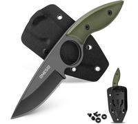 Couteau de ceinture Petit Excellente qualité 5CR13MoV acier,couteau lame fixe G10 manche avec gaine Kydex robuste et clip,couteau Outdoor 42A Conforme (noir verdâtre)