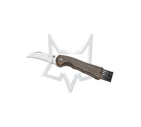 Couteau de champignon fermé Fox Spora en acier inoxydable Sandvik 12c27 Satin Blade, poignée d'eucalyptus