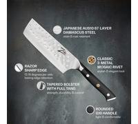 Couteau de chef Nakiri de 6" de la série japonaise Alpha-Royal acier de Damas