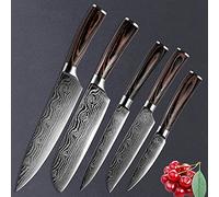 Couteau de cuisine 8 '' Couteau de Chef de pouce Couteau Japonais en acier inoxydable Pablage Motif Laser Couteaux de couteau Professionnel Couteau de cuisson (Color : 5PCS set)