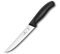 Victorinox Couteau à Découper Swiss Classic, 15 cm, Manche Ergonomique, Lame Étroite, Noir