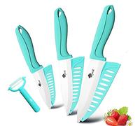 Couteau de cuisine Couteau céramique 3 4 5 + 6 pouces Cuisine Pain dentelé Ensemble de pain 3pcs / 4pcs Chef Slicer Slicer Pepeer Légumes Zirconia Blade (Color : T-Blue 345 inch set)