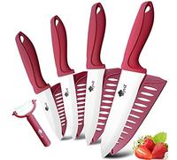 Couteau de cuisine Couteau céramique 3 4 5 + 6 pouces Cuisine Pain dentelé Ensemble de pain 3pcs / 4pcs Chef Slicer Slicer Pepeer Légumes Zirconia Blade (Color : D-Red 3456 inch set)